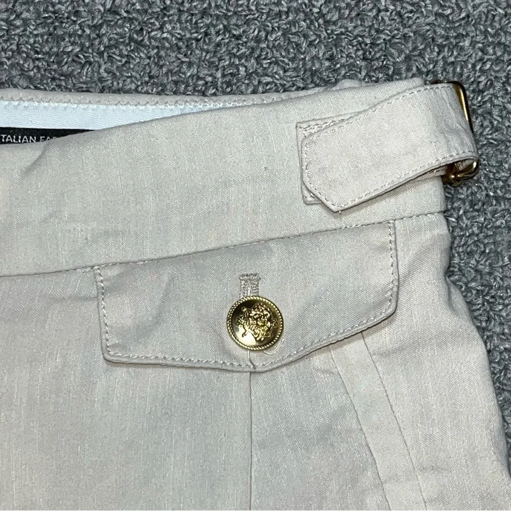 J Crew Linen Blend Mario Bellucci Pants Womens Size 2 Tan Italian Straight Leg - Picture 4 of 12